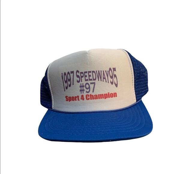 Vintage snapback stock car racing speedway 95 Maine 1997 trucker mesh cap hat - Picture 1 of 5
